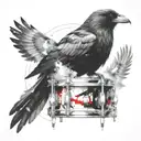 Crow an drums mixed tattoo design idea