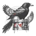 Crow an drums mixed tattoo design idea