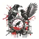 Crow an drums mixed tattoo design idea