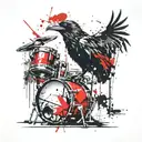 Crow an drums mixed tattoo design idea