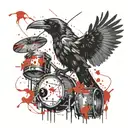 Crow an drums mixed tattoo design idea