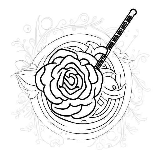Red lightsaber with floral background tattoo design idea