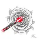 Red lightsaber with floral background tattoo design idea