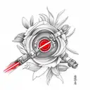 Red lightsaber with floral background tattoo design idea