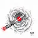 Red lightsaber with floral background tattoo design idea