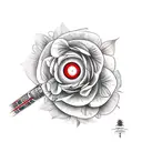 Red lightsaber with floral background tattoo design idea