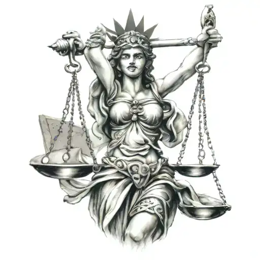 lady justice tattoo design idea