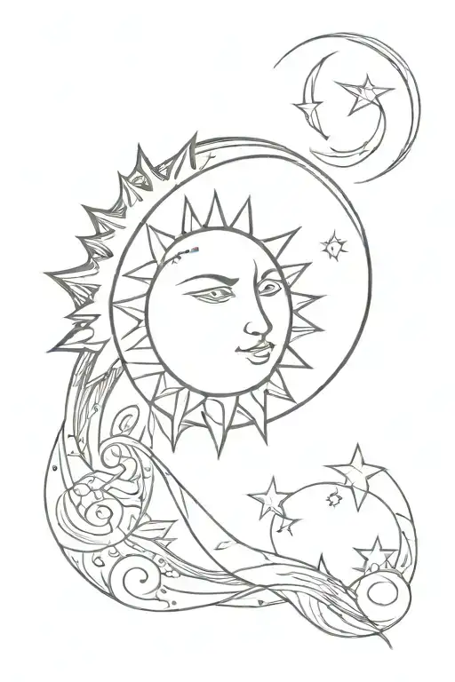 sun moon eclipse tattoo design idea