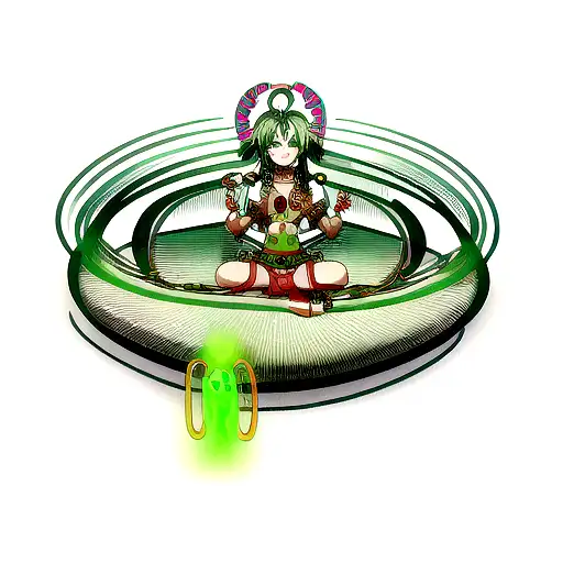 infinity loop on hand in green colour and ' om nama shivaye' is written inside loop in red colour  tattoo design idea