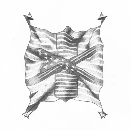 American flag with cross and farmland  tattoo design idea