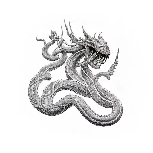 hydra mythological story telling tattoo design idea