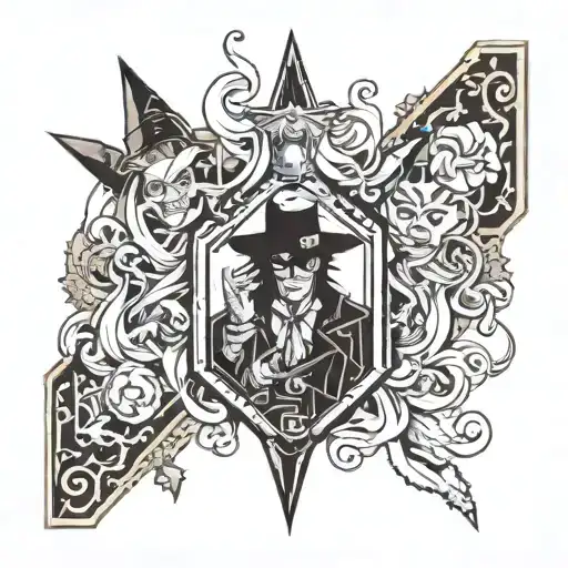 alucard hellsing + dragon ball z + ace of spades card tattoo design idea