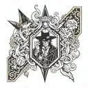 alucard hellsing + dragon ball z + ace of spades card tattoo design idea