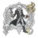 alucard hellsing + dragon ball z + ace of spades card tattoo design idea