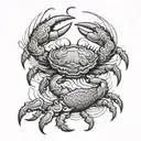 cancer crab trapped in an Aquarius water barrier reef sharks tattoo design idea