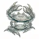 cancer crab trapped in an Aquarius water barrier reef sharks tattoo design idea