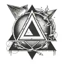 AA symbol of a triangle inside a circle, withe communist symbol inside the triangle tattoo design idea