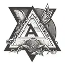 AA symbol of a triangle inside a circle, withe communist symbol inside the triangle tattoo design idea