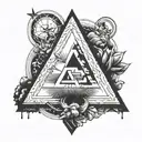 AA symbol of a triangle inside a circle, withe communist symbol inside the triangle tattoo design idea