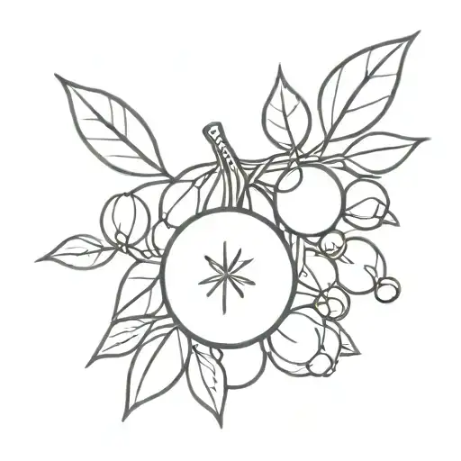 tiny cherrys flash , blackwork linework tattoo tattoo design idea