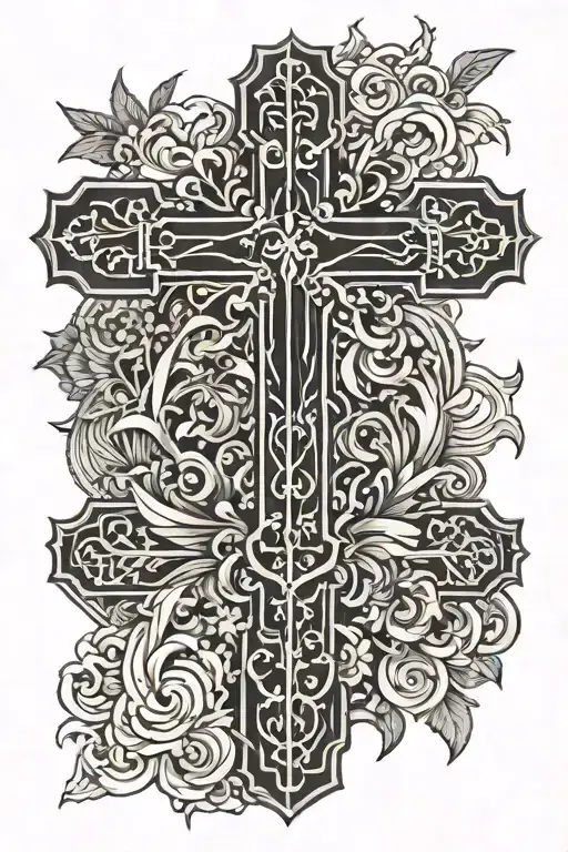 simple cross yet cool with design and shadin tattoo design idea