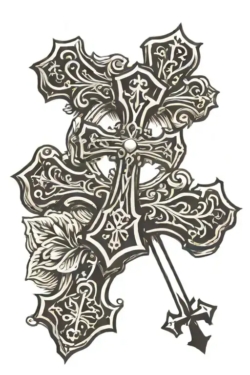 simple cross with shading tattoo design idea