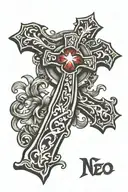 simple cross with shading tattoo design idea