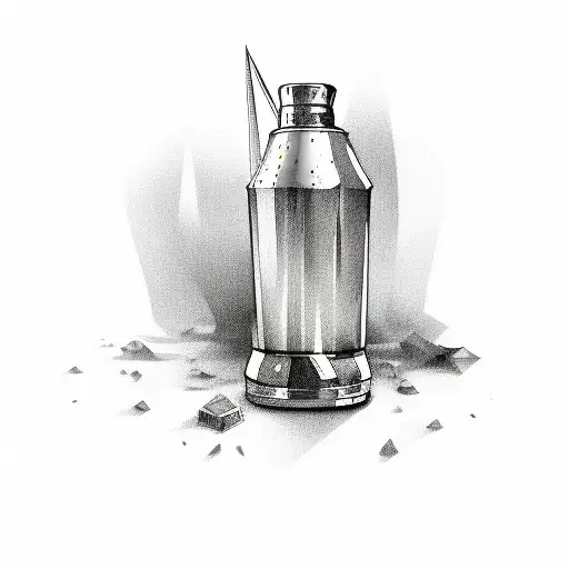 bar shaker and cocktail tattoo design idea