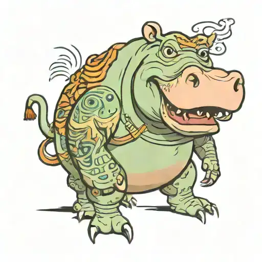 hippo tattoo design idea