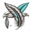 three eagle feathers with turquoise bead accents on the end tattoo design idea