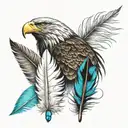 three eagle feathers with turquoise bead accents on the end tattoo design idea