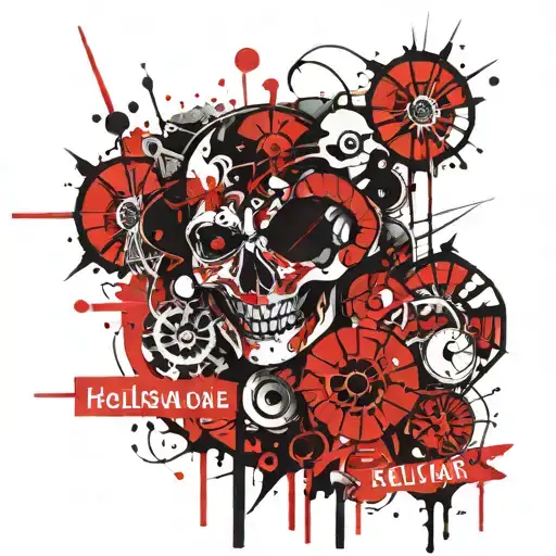 the words "hellscape" "carnival" tattoo design idea