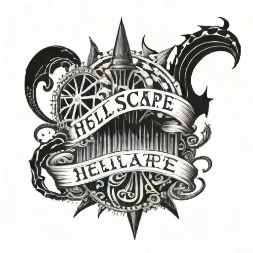 the words "hellscape carnival" tattoo design idea