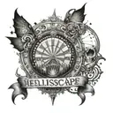 the words "hellscape carnival" tattoo design idea