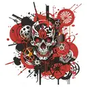 the words "hellscape" "carnival" tattoo design idea