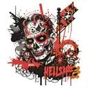 the words "hellscape" "carnival" tattoo design idea