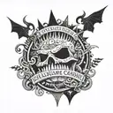 the words "hellscape carnival" tattoo design idea