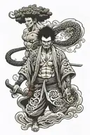 afro samurai standing tattoo design idea
