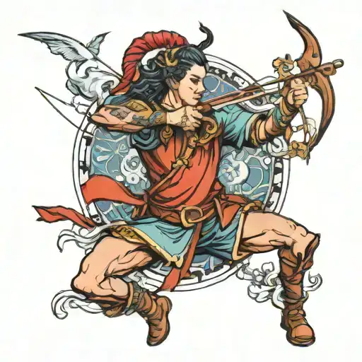 Sagittarius archer shooting tattoo design idea