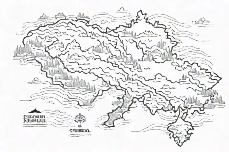 Russia country blending into Switzerland country tattoo design idea