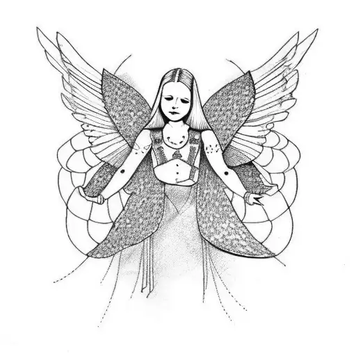 angel with butterfly wings tattoo design idea