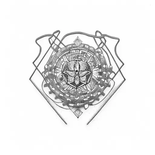 A blackwork tattoo of a broken chain mending itself, symbolizing the process of healing from PTSD tattoo design idea