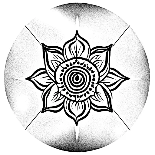 mandala upper half lotus flower for pubic area tattoo design idea