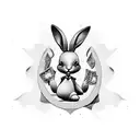 a playboy bunny outline with a spur and a roll of money inside of it tattoo design idea