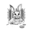 a playboy bunny outline with a spur and a roll of money inside of it tattoo design idea