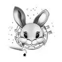 a playboy bunny outline with a spur and a roll of money inside of it tattoo design idea