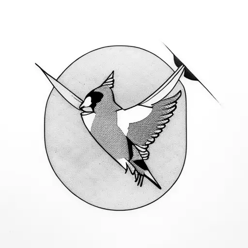 goldfinch flying tattoo design idea
