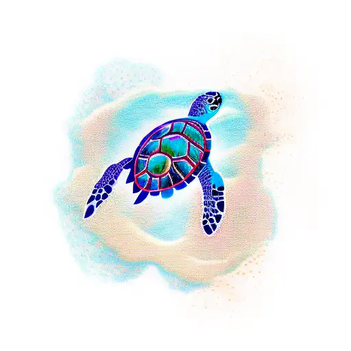 Futuristic media-inspired sea turtle design tattoo design idea