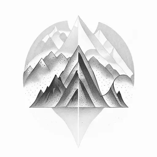 mountain and ocean tattoo design idea