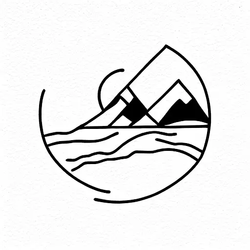 mountain and ocean tattoo design idea
